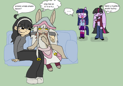 Size: 677x476 | Tagged: safe, artist:anonymare, derpibooru import, twilight sparkle, oc, oc:imogen, human, unicorn, equestria girls, humanized, made in abyss, ms paint, nanachi, self insert