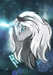 Size: 2039x2894 | Tagged: safe, artist:amynthaa, artist:celicasoldream, derpibooru import, oc, oc only, pony, unicorn, bust, glowing, glowing horn, horn, solo