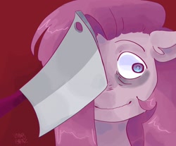 Size: 2048x1698 | Tagged: safe, artist:dmitrymemovznok, derpibooru import, pinkie pie, earth pony, pony, cleaver, female, mare, pinkamena diane pie, solo