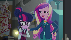 Size: 1920x1080 | Tagged: safe, derpibooru import, screencap, dean cadance, princess cadance, sci-twi, twilight sparkle, equestria girls, friendship games, clothes, crystal prep academy, crystal prep academy uniform, necktie, school, school uniform, schoolgirl