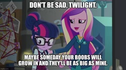 Size: 888x499 | Tagged: safe, derpibooru import, edit, edited screencap, screencap, dean cadance, princess cadance, sci-twi, twilight sparkle, human, equestria girls, friendship games, caption, duo, female, image macro, text