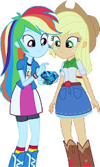 Size: 146x244 | Tagged: safe, derpibooru import, edit, edited screencap, editor:incredibubbleirishguy, screencap, applejack, rainbow dash, equestria girls, perfect day for fun, aqua, background removed, chaos emerald, cyan, duo, duo female, female, picture for breezies, simple background, sonic the hedgehog (series), transparent background