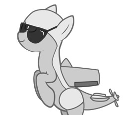 Size: 1319x1218 | Tagged: safe, artist:sersys, oc, oc only, original species, plane pony, pony, plane, predator drone, simple background, smiling, solo, sunglasses, transparent background