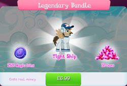 Size: 1268x857 | Tagged: safe, derpibooru import, pegasus, pony, bundle, clothes, costs real money, english, facial hair, gameloft, gem, hat, headphones, magic coins, male, mobile game, moustache, my little pony: magic princess, numbers, official, sale, solo, spread wings, stallion, text, tight ship, wings