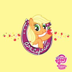 Size: 2400x2400 | Tagged: safe, derpibooru import, applejack, earth pony, apple, food, my little pony logo, solo, stock vector