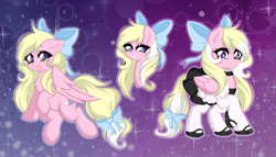 Size: 6503x3710 | Tagged: safe, artist:darkstorm mlp, derpibooru import, oc, oc only, oc:bay breeze, pegasus, pony, anime style, background, bedroom eyes, bow, bust, choker, clothes, full body, hair bow, heart, heart eyes, hoof shoes, looking at you, maid, pegasus oc, smiling, sparkles, tail, tail bow, wingding eyes