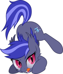 Size: 7876x9344 | Tagged: artist needed, safe, artist:lincolnbrewsterfan, derpibooru exclusive, derpibooru import, oc, oc only, oc:night watch, bat pony, pony, 2020, bat pony oc, colored sketch, cute, cute little fangs, digital art, ear fluff, ears, face down ass up, fangs, inkscape, licking, licking lips, looking at you, lying down, magenta eyes, old art, open mouth, pink eyes, prone, simple background, sketch, slit eyes, solo, tail, tongue, tongue out, transparent background, two toned mane, two toned tail, vector