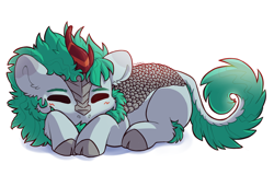 Size: 3296x2116 | Tagged: safe, derpibooru import, kirin, cloven hooves, commission, cute, eyes closed, lying down, simple background, sleeping, solo, white background, your character here