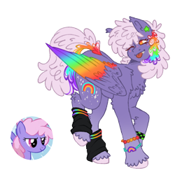 Size: 1000x1000 | Tagged: safe, artist:kazmuun, derpibooru import, rainbowshine, pegasus, pony, ;p, bracelet, chest fluff, clothes, colored wings, jewelry, leg warmers, multicolored wings, one eye closed, rainbow wings, simple background, solo, tongue, tongue out, transparent background, wings