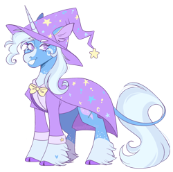 Size: 998x990 | Tagged: safe, artist:wanderingpegasus, derpibooru import, trixie, classical unicorn, pony, unicorn, cape, clothes, cloven hooves, female, grin, hat, horn, leonine tail, mare, simple background, smiling, solo, transparent background, trixie's cape, trixie's hat, unshorn fetlocks