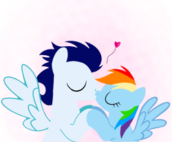 Size: 1800x1486 | Tagged: safe, artist:mlplary6, derpibooru import, rainbow dash, soarin', pegasus, pony, duo, eyes closed, female, heart, holding hooves, kiss on the lips, kissing, love, male, mare, shipping, soarindash, stallion, straight, vector
