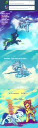 Size: 800x2628 | Tagged: safe, artist:ask-cyberpunkspitfire, derpibooru import, fleetfoot, soarin', spitfire, changeling, pony, food, pie