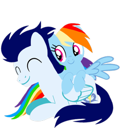 Size: 1099x1099 | Tagged: safe, artist:mlplary6, derpibooru import, rainbow dash, soarin', pegasus, pony, duo, eyes closed, female, lying down, male, mare, shipping, simple background, smiling, soarindash, stallion, straight, transparent background, vector