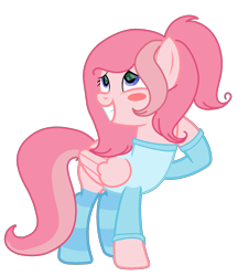 Size: 1800x2000 | Tagged: safe, artist:ponkusdraws, artist:savygriffs, derpibooru import, oc, oc only, oc:savybit, base, base used, blushing, clothes, cute, grin, nervous, nervous grin, simple background, smiling, socks, solo, sweater, transparent background