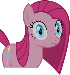 Size: 771x823 | Tagged: safe, artist:retroponybro, derpibooru import, pinkie pie, earth pony, pony, base used, female, long mane, looking at you, mare, pinkamena diane pie, simple background, solo, thousand yard stare, transparent background, vector, wide eyes