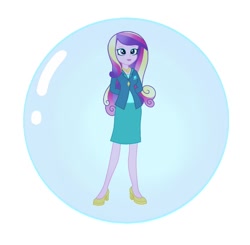 Size: 720x705 | Tagged: safe, derpibooru import, dean cadance, princess cadance, human, equestria girls, bubble, in bubble, simple background, soap bubble, solo, white background