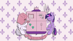 Size: 1920x1080 | Tagged: safe, derpibooru import, twilight sparkle, oc, oc:light knight, pegasus, pony, unicorn, 2ch, anonymous, bag, book, crown, fanfic, fanfic art, fork, gem, imageboard, jewelry, mask, meme, plastic bag, regalia, trident