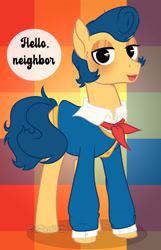 Size: 1280x1987 | Tagged: safe, artist:tired-horse-studios, derpibooru import, pony, clothes, ponified, solo, species swap, wally darling, welcome home