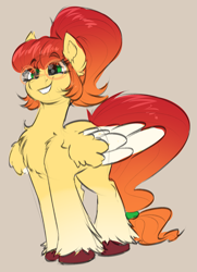 Size: 2219x3071 | Tagged: safe, artist:witchtaunter, derpibooru import, oc, oc only, pegasus, pony, chest fluff, cute, ear fluff, ears, fluffy, glasses, simple background, sketch, smiling, solo, unshorn fetlocks