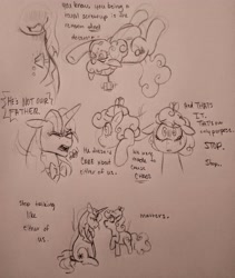 Size: 3120x3700 | Tagged: safe, artist:dsstoner, prince blueblood, screwball, earth pony, pony, unicorn, angst, comic, crying, headcanon, implied discord, siblings, tears of pain
