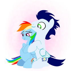 Size: 1800x1800 | Tagged: safe, artist:mlplary6, derpibooru import, rainbow dash, soarin', pegasus, pony, duo, female, male, mare, preggo dash, pregnant, shipping, simple background, sitting, smiling, soarindash, stallion, straight, transparent background, vector