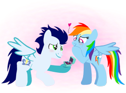 Size: 2000x1471 | Tagged: safe, artist:mlplary6, derpibooru import, rainbow dash, soarin', pegasus, pony, blushing, crying, duo, female, happy, heart, jewelry, love, male, mare, marriage proposal, ring, romantic, shipping, simple background, smiling, soarindash, stallion, straight, tears of joy, transparent background, vector