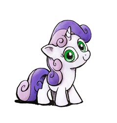 Size: 979x1024 | Tagged: safe, artist:mellodillo, derpibooru import, sweetie belle, pony, unicorn, cute, diasweetes, female, filly, foal, looking at you, simple background, smiling, smiling at you, solo, white background