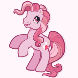 Size: 4500x4500 | Tagged: safe, artist:pilesofmiles, derpibooru import, oc, oc only, earth pony, pony, g3, cute, earth pony oc, generation leap, multicolored hair, multicolored mane, multicolored tail, ocbetes, pink background, simple background, solo, tail