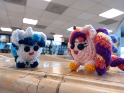 Size: 4000x3000 | Tagged: safe, artist:casquitos kawaii, derpibooru import, princess cadance, shining armor, alicorn, unicorn, amigurumi, crochet, cute, date, female, handmade, irl, male, mcdonald's, photo, plushie, shiningcadance, shipping, straight