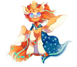 Size: 1280x1121 | Tagged: safe, artist:onionpwder, derpibooru import, sunburst, alicorn, pony, alicornified, cloak, clothes, colored hooves, glasses, magic, race swap, simple background, sunbursticorn, white background