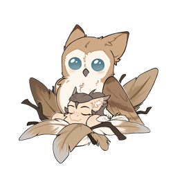 Size: 2048x2048 | Tagged: safe, artist:dorkmark, derpibooru import, oc, oc only, oc:dima, bird, owl, pegasus, pony, feather, nest, relaxing, simple background, sleeping, stick, transparent background