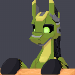 Size: 1488x1488 | Tagged: safe, artist:dorkmark, derpibooru import, oc, oc only, oc:apu-l, pony, robot, robot pony, pixel art, solo