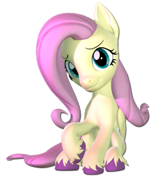 Size: 1280x1410 | Tagged: safe, artist:caelanthedisneyfan, derpibooru import, fluttershy, pegasus, pony, 3d, simple background, sitting, smiling, solo, source filmmaker, transparent background, unshorn fetlocks