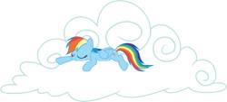 Size: 6612x3000 | Tagged: safe, artist:cloudy glow, derpibooru import, rainbow dash, pegasus, pony, griffon the brush off, .ai available, cloud, eyes closed, female, folded wings, mare, simple background, sleeping, solo, transparent background, vector, wings