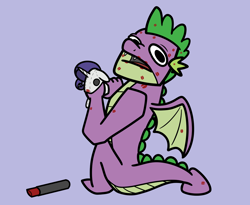 Size: 2048x1680 | Tagged: safe, artist:ewoudcponies, derpibooru import, rarity, spike, dragon, kiss mark, lipstick, male, older, older spike, plushie, simple background