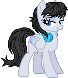 Size: 4249x4848 | Tagged: safe, artist:deyrasd, derpibooru import, oc, oc only, pegasus, pony, female, folded wings, headphones, looking at you, mare, simple background, solo, transparent background, wings