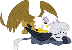 Size: 1244x876 | Tagged: safe, artist:ponygamer2020, derpibooru import, gilda, oc, oc:grey, oc:grey the griffon, griffon, canon x oc, cute, duo, duo male and female, eyes closed, female, griffon oc, male, massage, relaxing, shipping, simple background, sleeping, straight, sweet dreams fuel, tail, transparent background, vector, wings