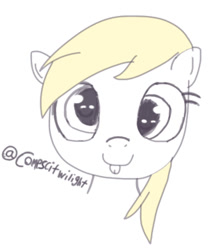 Size: 817x969 | Tagged: safe, artist:compscitwilight, derpibooru import, derpy hooves, pegasus, pony, :p, cute, simple background, sketch, solo, tongue, tongue out, white background