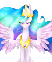 Size: 5000x6000 | Tagged: safe, artist:mynameislele, derpibooru import, princess celestia, alicorn, pony, absurd resolution, eye clipping through hair, simple background, solo, spread wings, transparent background, wings