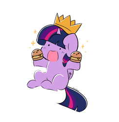 Size: 3616x3696 | Tagged: safe, artist:kittyrosie, derpibooru import, twilight sparkle, twilight sparkle (alicorn), alicorn, pony, :d, burger, cute, dot eyes, female, food, happy, hay burger, mare, open mouth, open smile, simple background, smiling, solo, talking to viewer, that pony sure does love burgers, twiabetes, twilight burgkle, white background