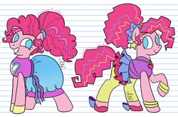 Size: 2480x1628 | Tagged: safe, artist:queertrixie, derpibooru exclusive, derpibooru import, pinkie pie, earth pony, pony, better together, equestria girls, forgotten friendship, friendship through the ages, alternate hairstyle, clothes, equestria girls outfit