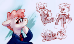 Size: 1280x768 | Tagged: safe, artist:raily, derpibooru import, svengallop, earth pony, pony, abstract background, clothes, drinking, drinking straw, glasses, hoof on chin, lying down, male, on back, solo, stallion