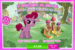 Size: 1958x1297 | Tagged: safe, derpibooru import, idw, pony, unicorn, advertisement, bush, colt, costs real money, english, foal, gameloft, horn, idw showified, male, mobile game, my little pony: magic princess, numbers, official, sale, slide, solo, text, unnamed character, unnamed pony