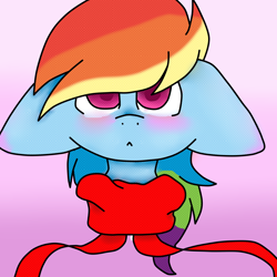 Size: 5000x5000 | Tagged: safe, artist:mynameislele, derpibooru import, rainbow dash, pony, :<, absurd resolution, big ears, bust, ears, floppy ears, solo