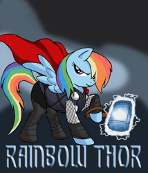 Size: 1000x1167 | Tagged: safe, artist:kenichi-shinigami, derpibooru import, rainbow dash, crossover, thor