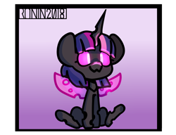 Size: 2600x2000 | Tagged: safe, artist:ronin20181, derpibooru import, twilight sparkle, changeling, changelingified, gradient background, purple changeling, solo, species swap, twiling