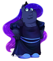 Size: 936x1072 | Tagged: safe, artist:eve-of-halloween, derpibooru import, princess luna, anthro, abomination, commission, commissioner:reversalmushroom, cursed image, family guy, female, highlights, long hair, meme, peter griffin, shading, shitposting, simple background, solo, transparent background