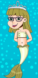 Size: 601x1228 | Tagged: safe, artist:ocean lover, derpibooru import, zippoorwhill, human, mermaid, bandeau, bare shoulders, belly, belly button, blue background, bubble, cheerful, child, crown, cute, excited, female, fins, fish tail, glasses, hand behind back, human coloration, humanized, jewelry, light skin, looking at you, mermaid tail, mermaidized, mermay, midriff, ms paint, ocean, open mouth, open smile, regalia, simple background, sleeveless, smiling, smiling at you, solo, species swap, tail, tail fin, teal eyes, tiara, underwater, water, zippoorbetes