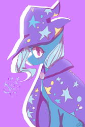 Size: 4000x6000 | Tagged: safe, artist:mynameislele, derpibooru import, trixie, pony, unicorn, absurd resolution, purple background, simple background, solo