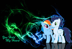 Size: 900x616 | Tagged: safe, artist:phasingirl, derpibooru import, rainbow dash, soarin', pegasus, pony, duo, female, male, mare, shipping, soarindash, stallion, straight, wallpaper